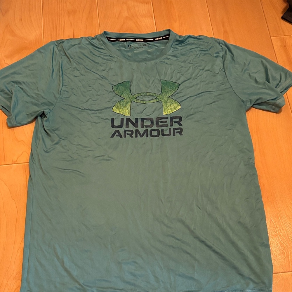 Under Armour Boys’ Teal Logo Short-Sleeve Swim Tee